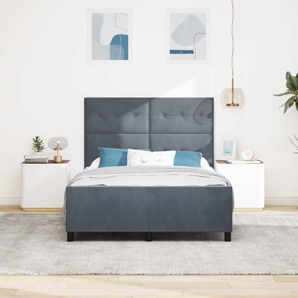Postel S Boxspringem S Čelo Tmavě Šedá 160 X 200 Cm Samet