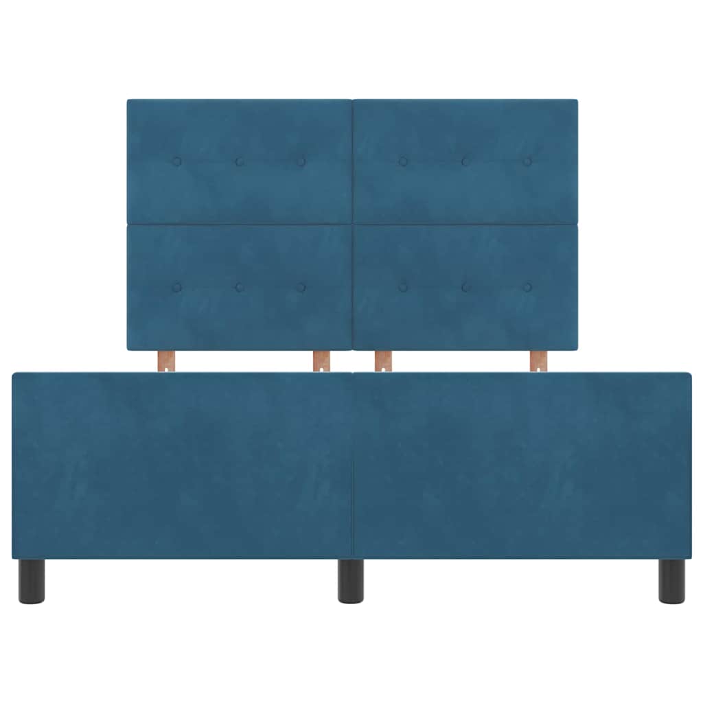 Postel S Boxspringem S Čelo Tmavě Modrá 160 X 200 Cm Samet