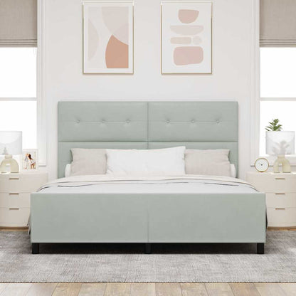 Postel S Boxspringem S Čelo Světle Šedá 180 X 200 Cm Samet