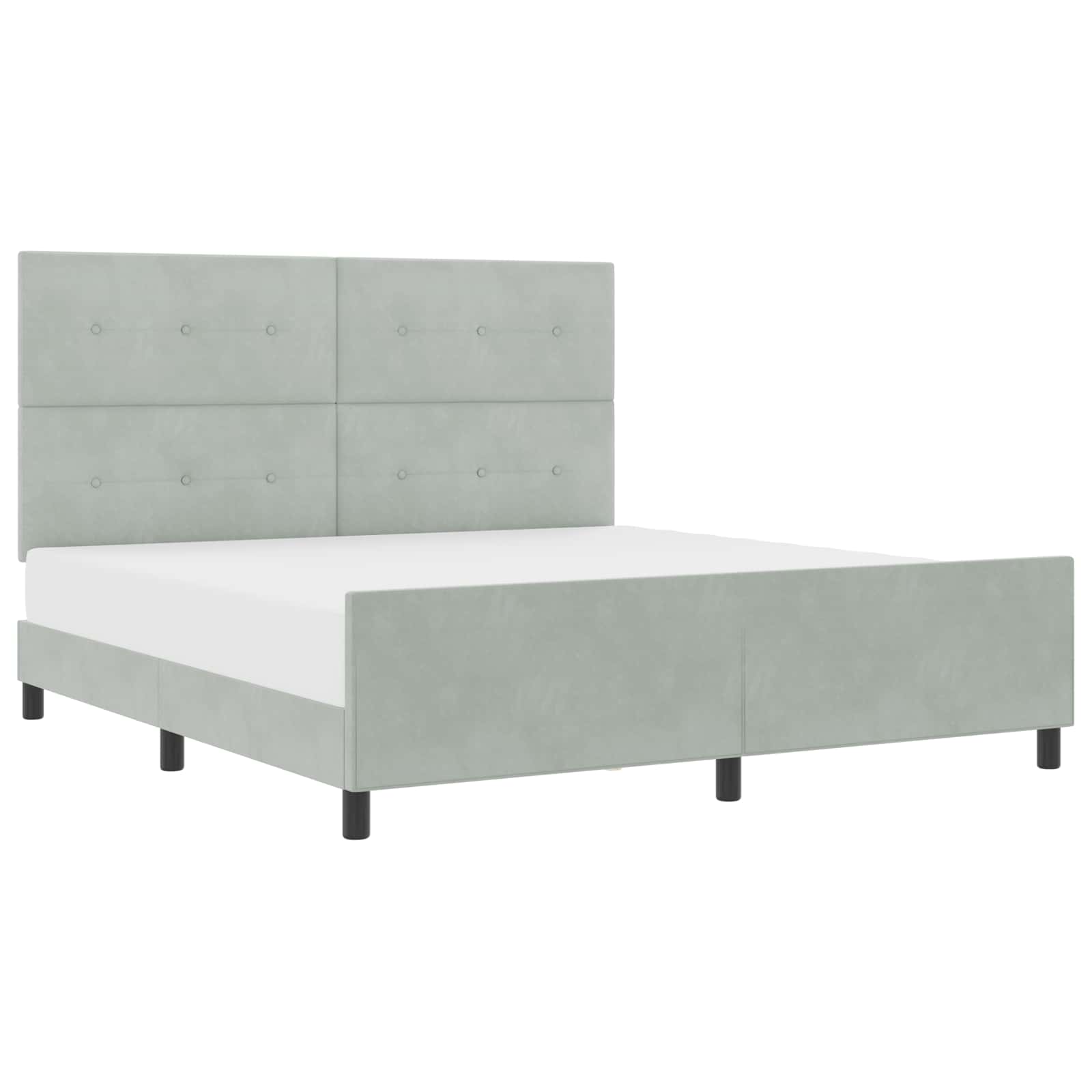 Postel S Boxspringem S Čelo Světle Šedá 180 X 200 Cm Samet