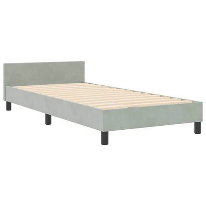 Postel S Boxspringem S Čelo Světle Šedá 180 X 200 Cm Samet