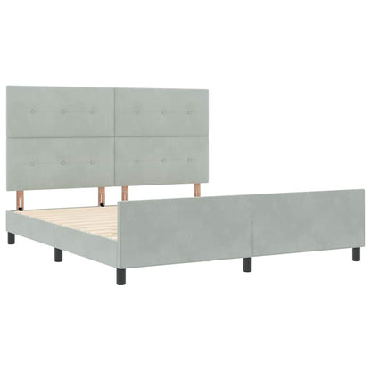 Postel S Boxspringem S Čelo Světle Šedá 180 X 200 Cm Samet