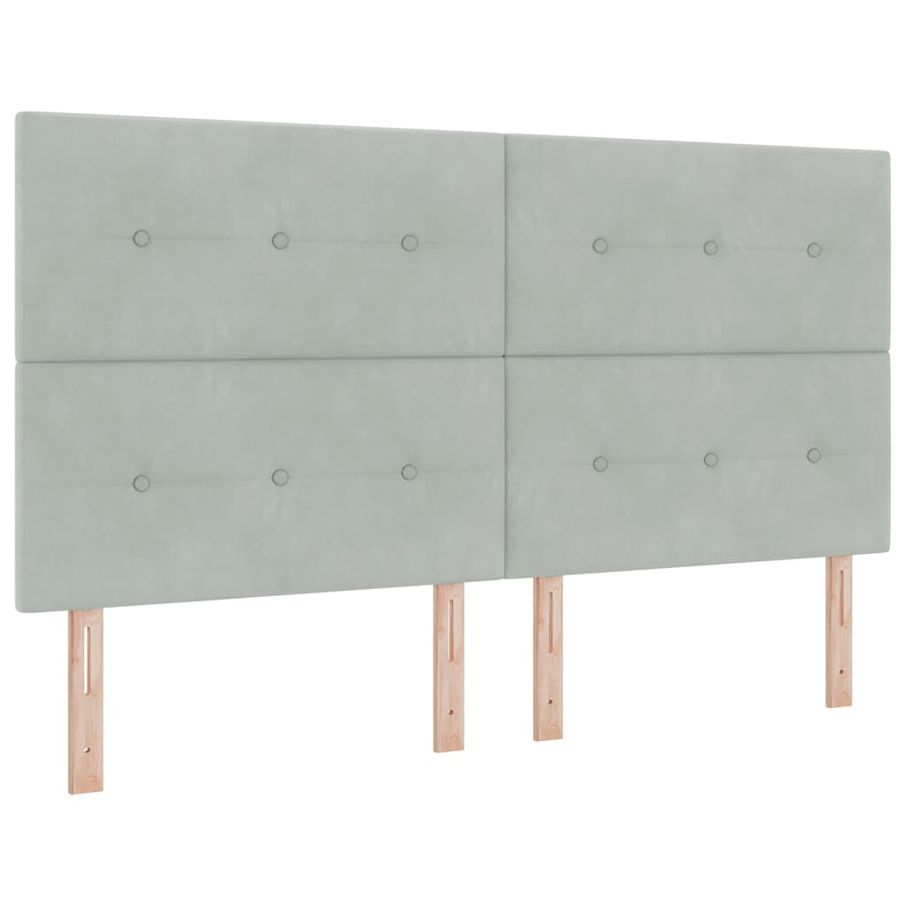 Postel S Boxspringem S Čelo Světle Šedá 180 X 200 Cm Samet