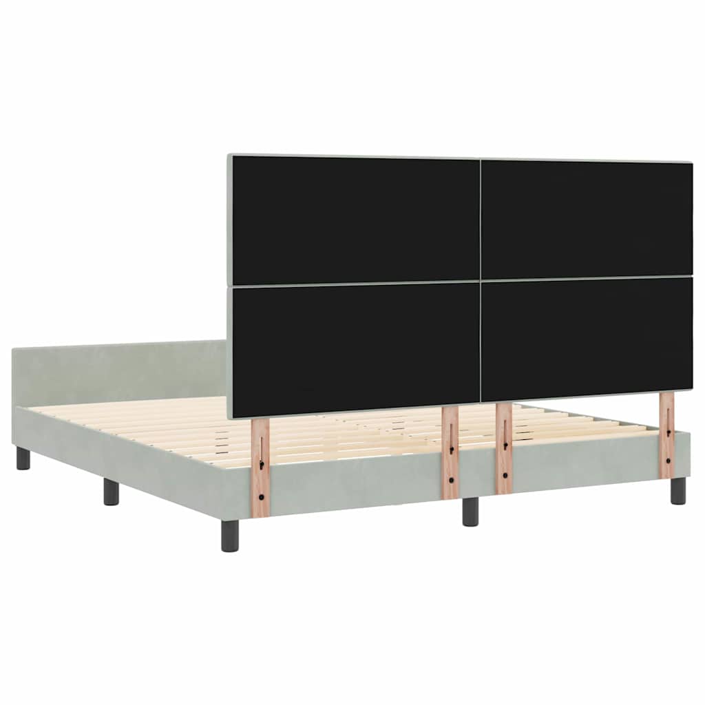 Postel S Boxspringem S Čelo Světle Šedá 180 X 200 Cm Samet