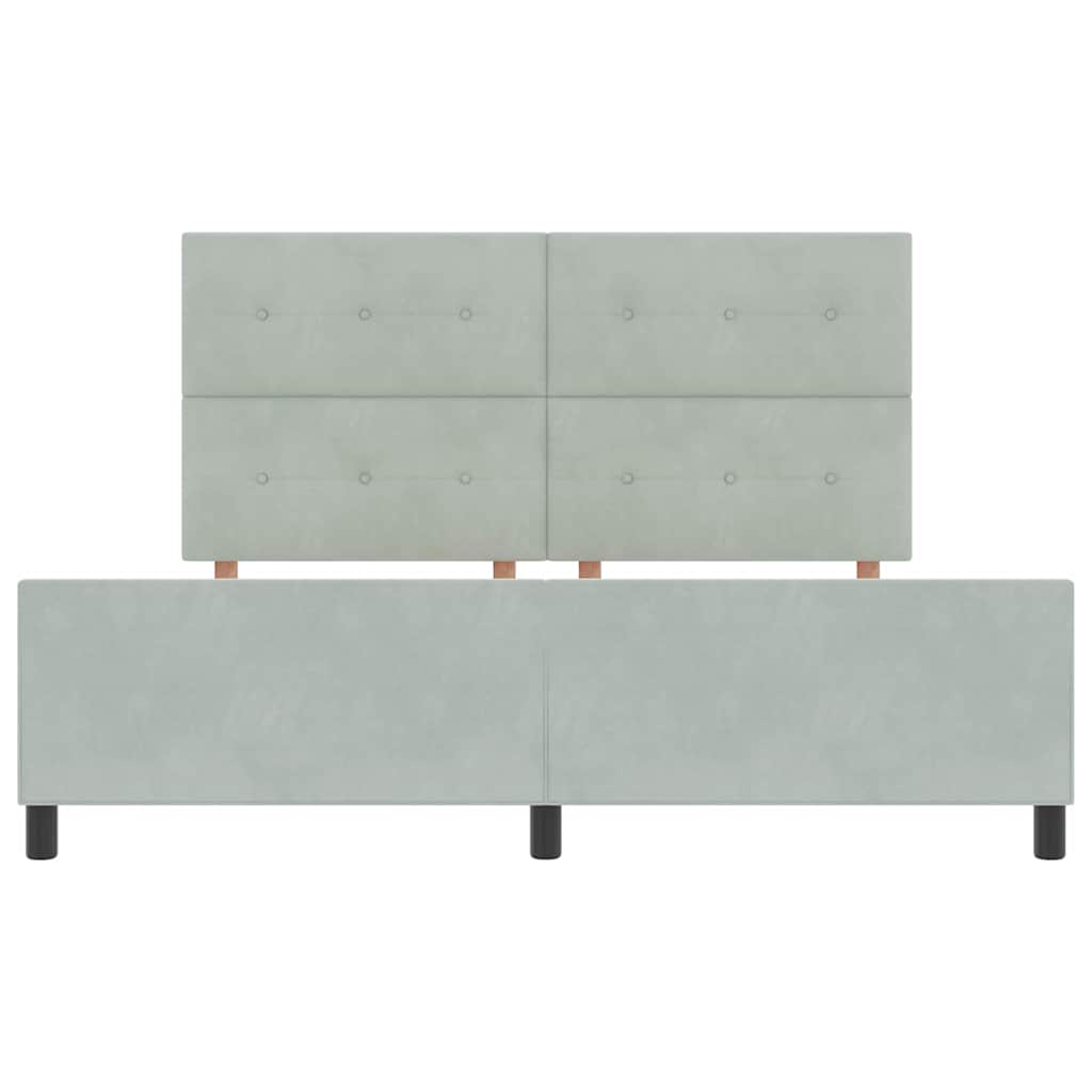 Postel S Boxspringem S Čelo Světle Šedá 180 X 200 Cm Samet