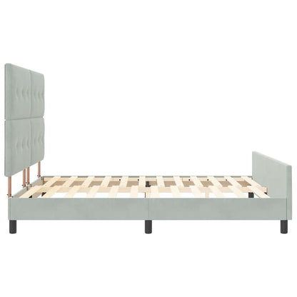 Postel S Boxspringem S Čelo Světle Šedá 180 X 200 Cm Samet