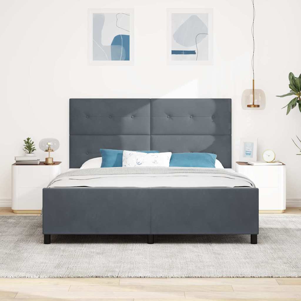 Postel S Boxspringem S Čelo Tmavě Šedá 180 X 200 Cm Samet