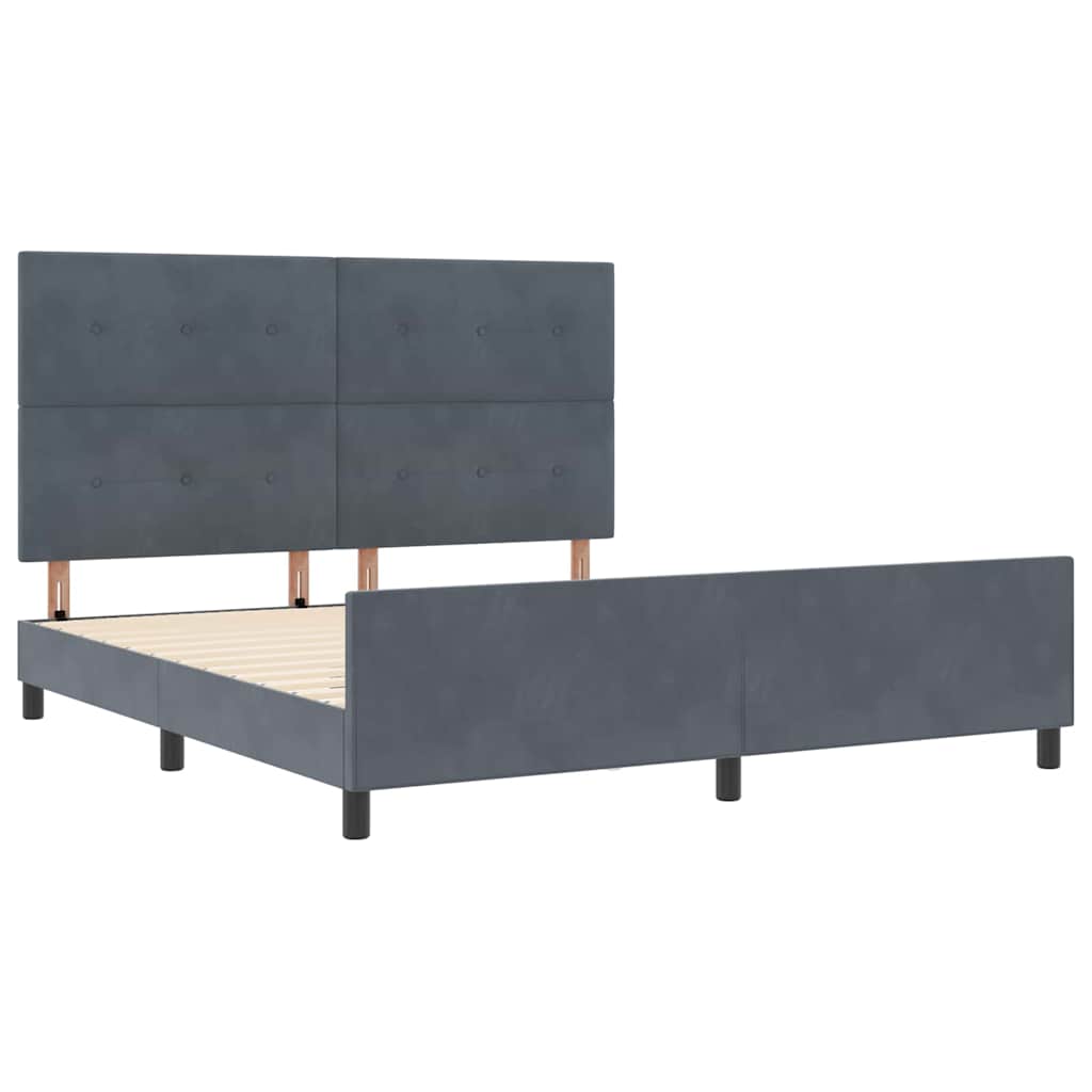 Postel S Boxspringem S Čelo Tmavě Šedá 180 X 200 Cm Samet