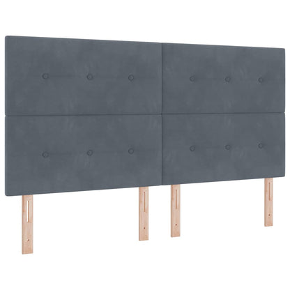 Postel S Boxspringem S Čelo Tmavě Šedá 180 X 200 Cm Samet