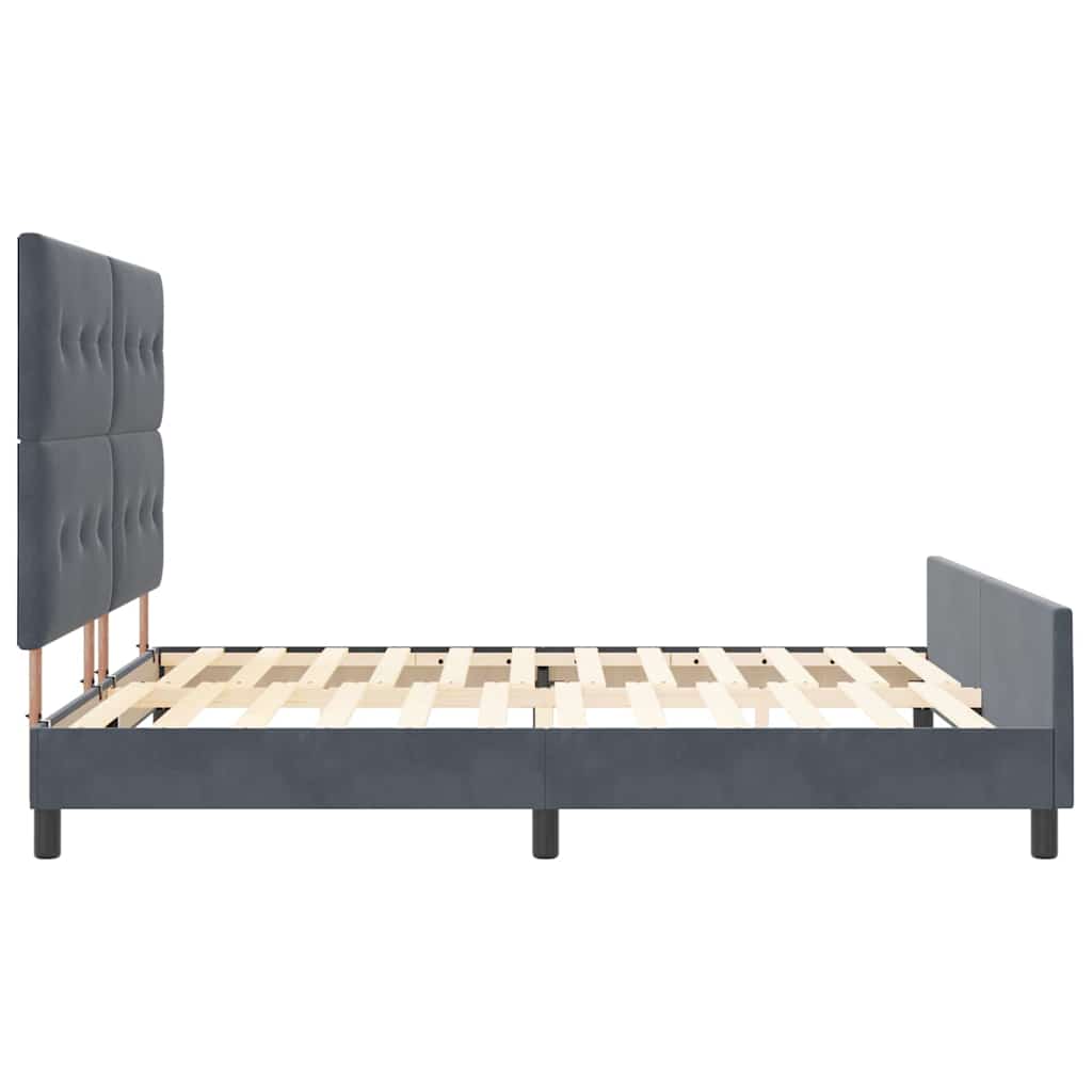 Postel S Boxspringem S Čelo Tmavě Šedá 180 X 200 Cm Samet