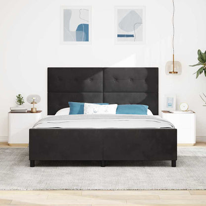 Postel S Boxspringem S Čelo Černá 180 X 200 Cm Samet