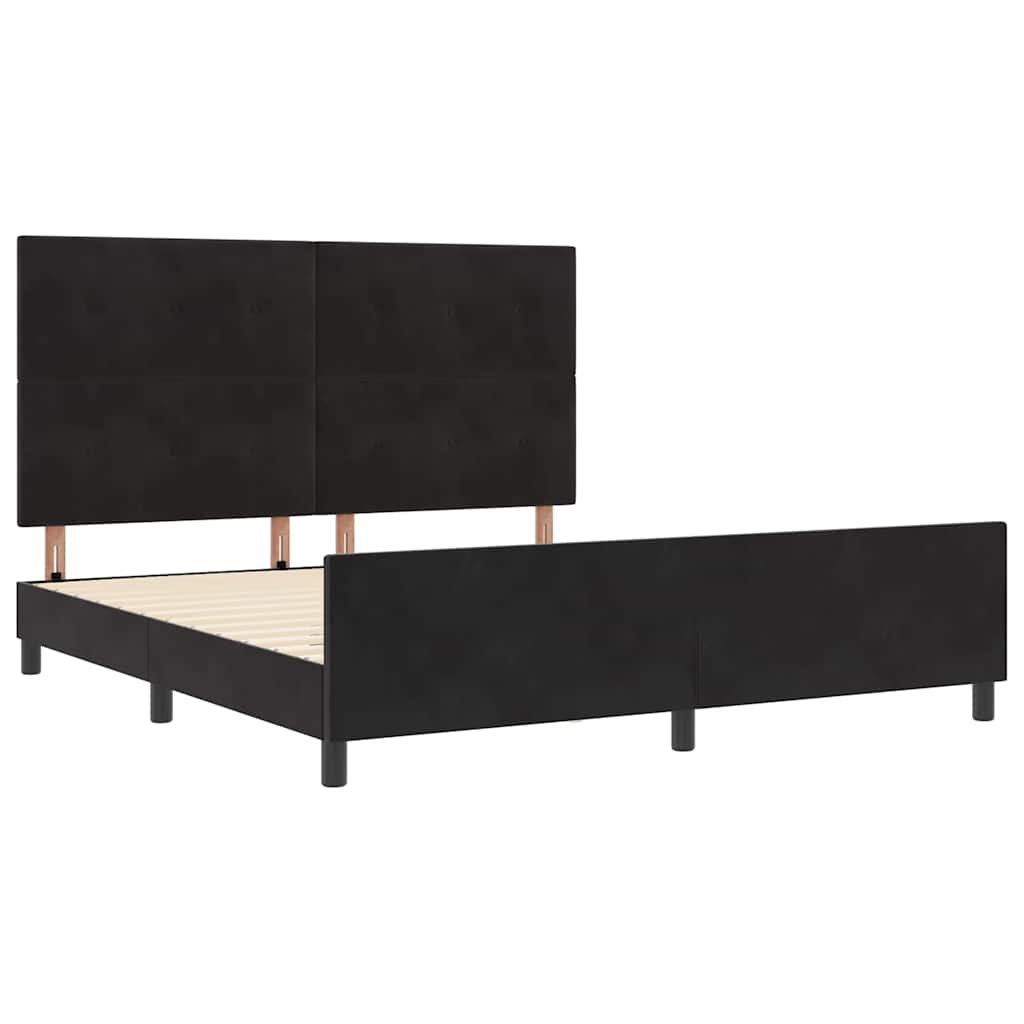 Postel S Boxspringem S Čelo Černá 180 X 200 Cm Samet