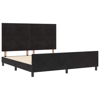 Postel S Boxspringem S Čelo Černá 180 X 200 Cm Samet