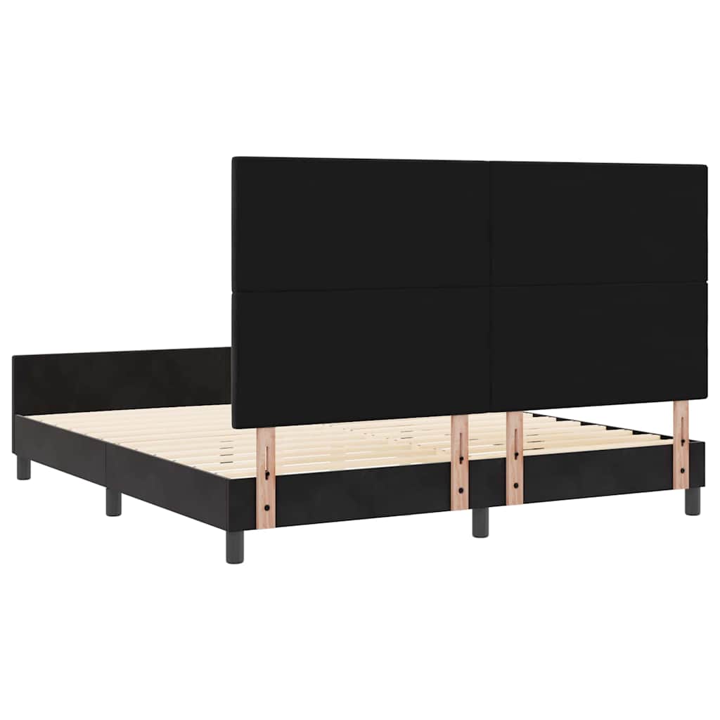 Postel S Boxspringem S Čelo Černá 180 X 200 Cm Samet
