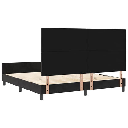 Postel S Boxspringem S Čelo Černá 180 X 200 Cm Samet