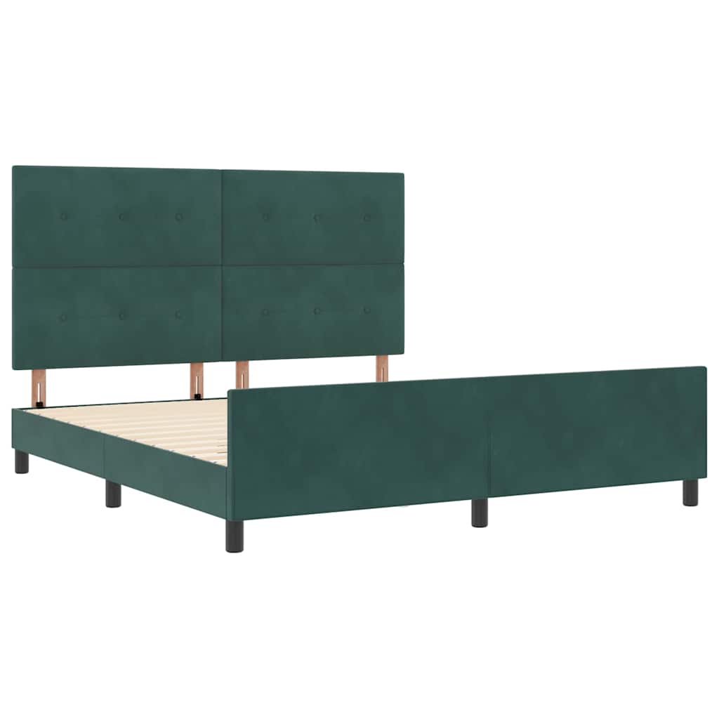 Postel S Boxspringem S Čelo Tmavě Zelená 180 X 200 Cm Samet