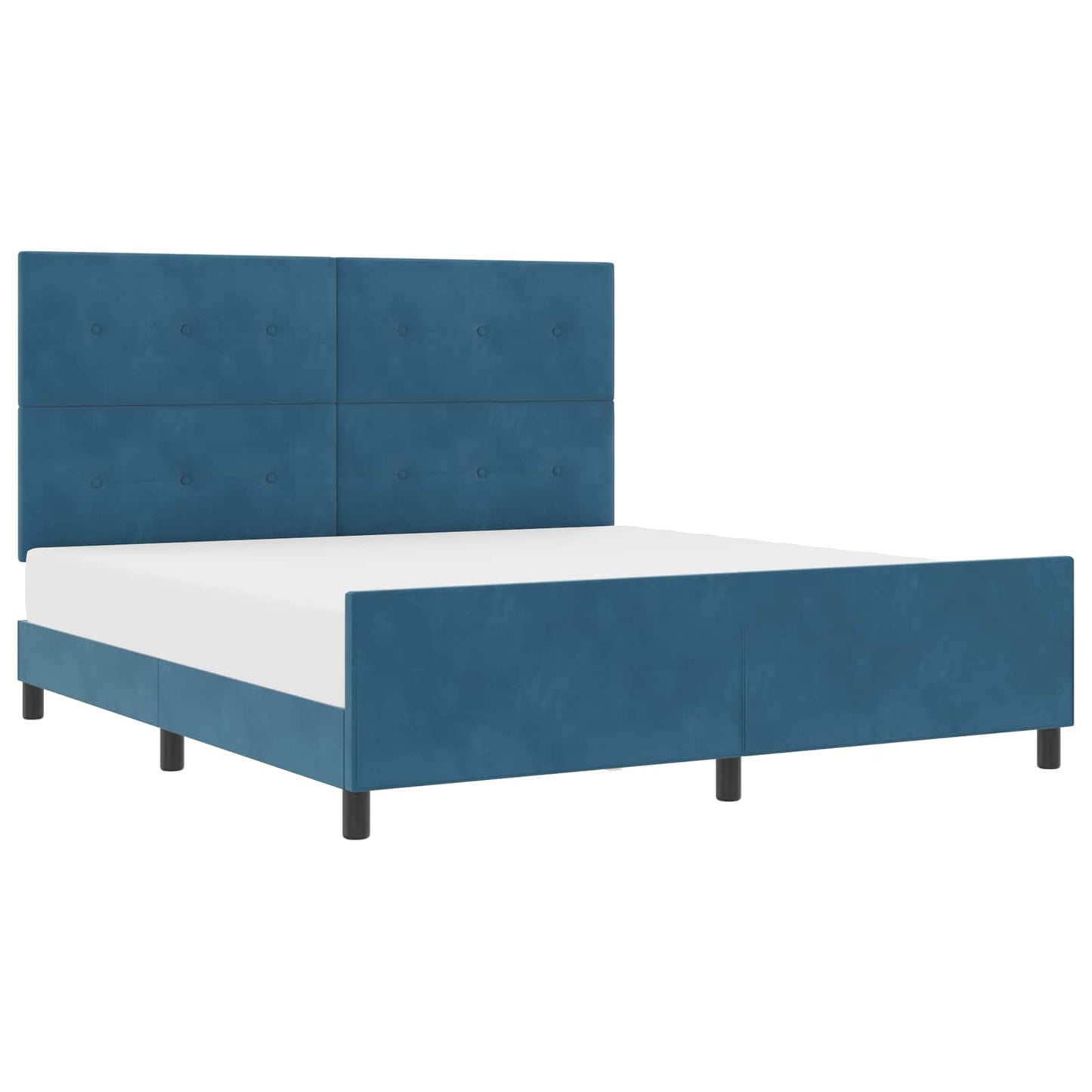 Postel S Boxspringem S Čelo Tmavě Modrá 180 X 200 Cm Samet