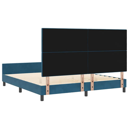 Postel S Boxspringem S Čelo Tmavě Modrá 180 X 200 Cm Samet