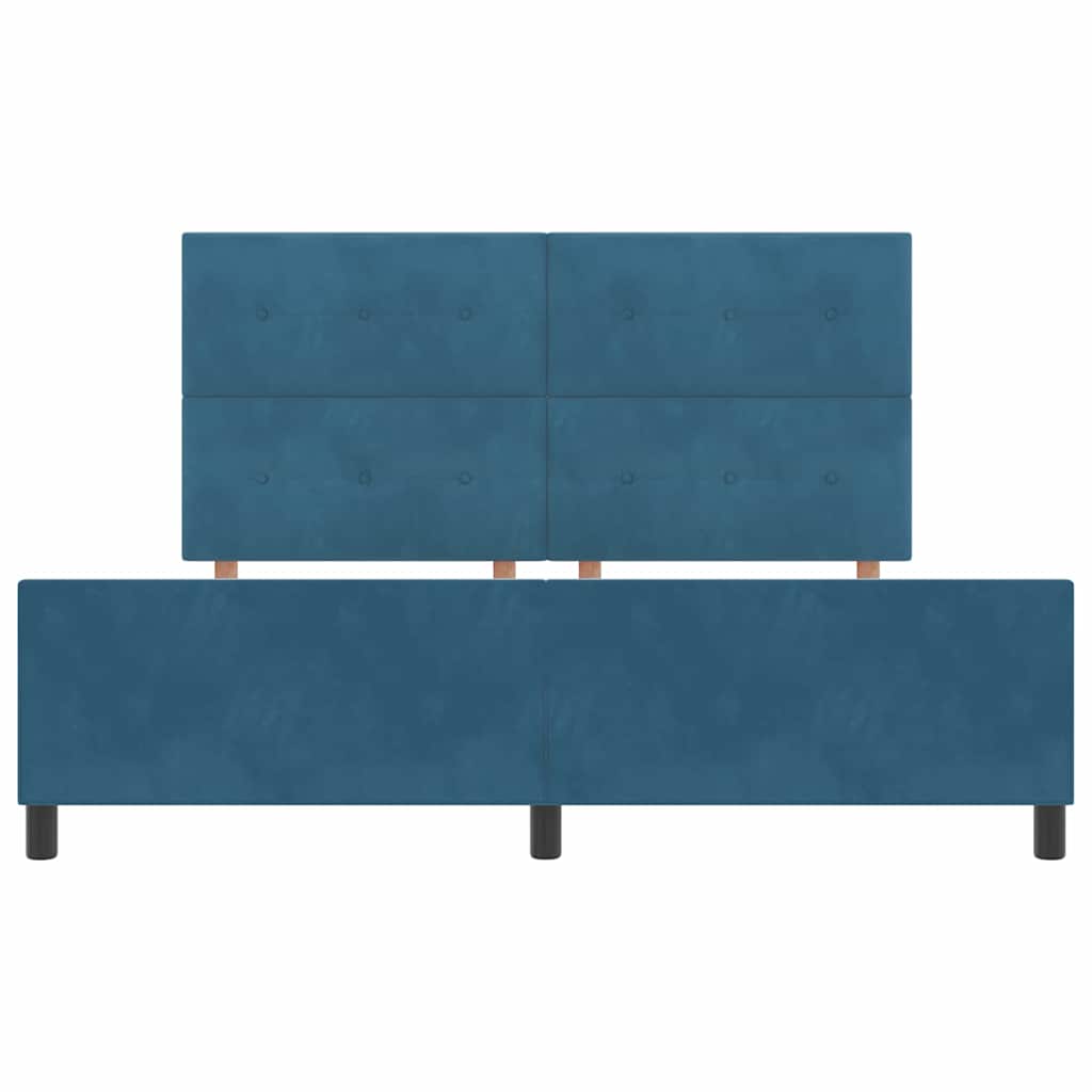 Postel S Boxspringem S Čelo Tmavě Modrá 180 X 200 Cm Samet