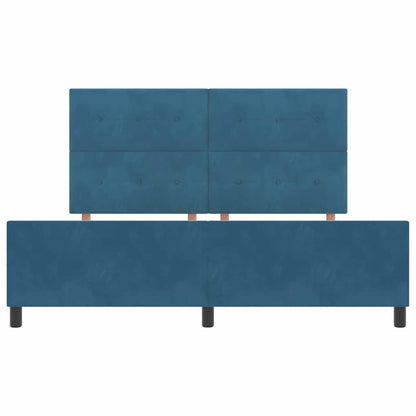 Postel S Boxspringem S Čelo Tmavě Modrá 180 X 200 Cm Samet