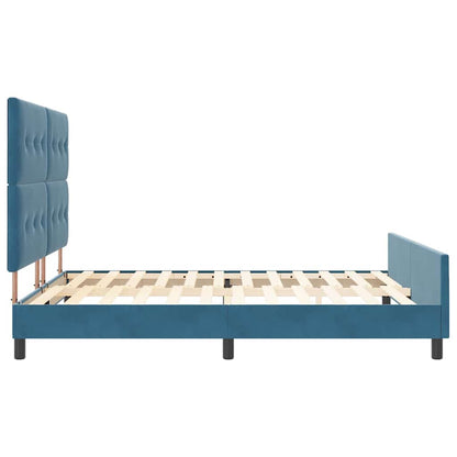 Postel S Boxspringem S Čelo Tmavě Modrá 180 X 200 Cm Samet