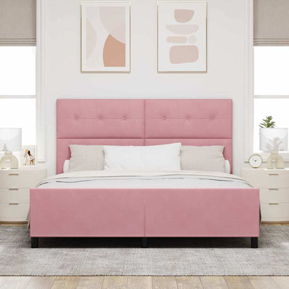 Postel S Boxspringem S Čelo Růžová 180 X 200 Cm Samet