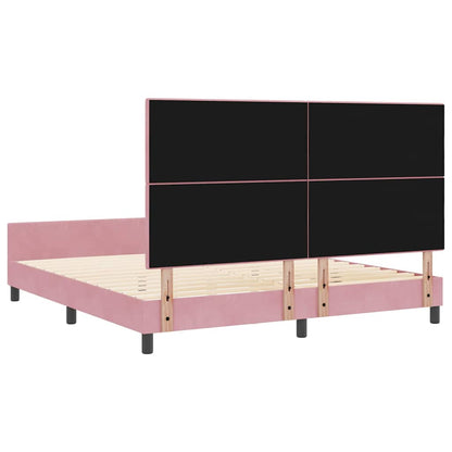 Postel S Boxspringem S Čelo Růžová 180 X 200 Cm Samet
