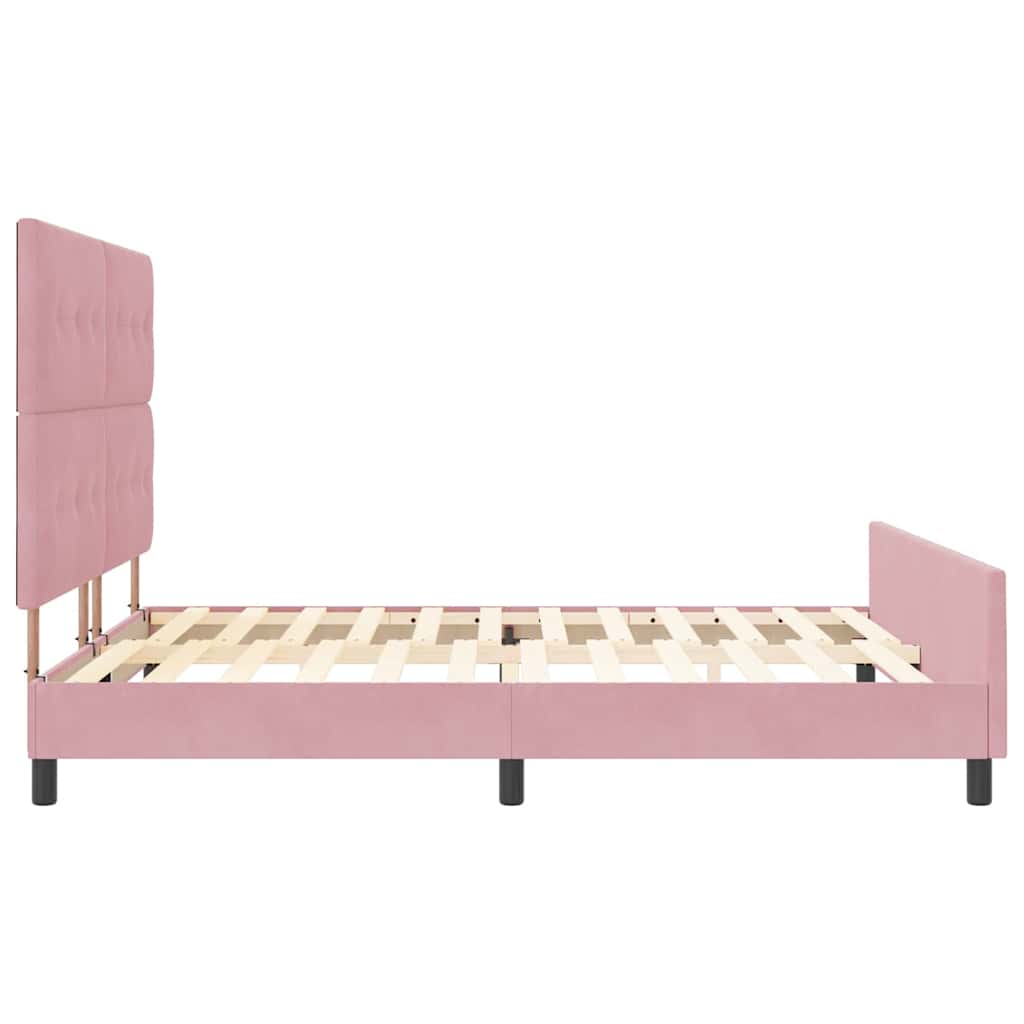 Postel S Boxspringem S Čelo Růžová 180 X 200 Cm Samet