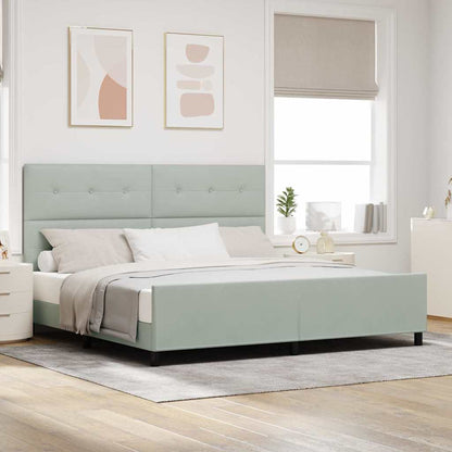Postel S Boxspringem S Čelo Světle Šedá 200 X 200 Cm Samet