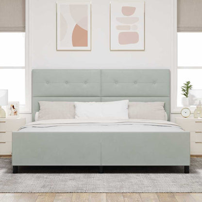 Postel S Boxspringem S Čelo Světle Šedá 200 X 200 Cm Samet