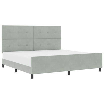 Postel S Boxspringem S Čelo Světle Šedá 200 X 200 Cm Samet