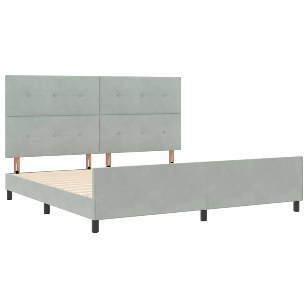 Postel S Boxspringem S Čelo Světle Šedá 200 X 200 Cm Samet