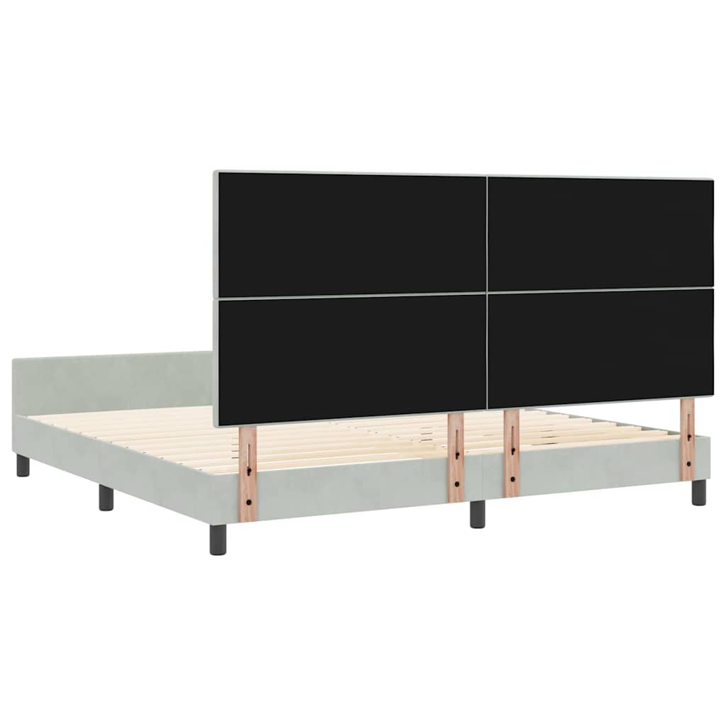 Postel S Boxspringem S Čelo Světle Šedá 200 X 200 Cm Samet