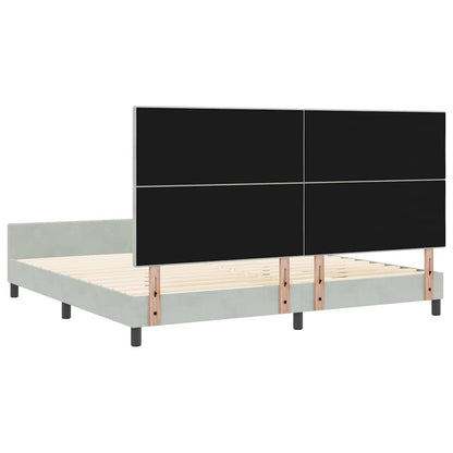 Postel S Boxspringem S Čelo Světle Šedá 200 X 200 Cm Samet