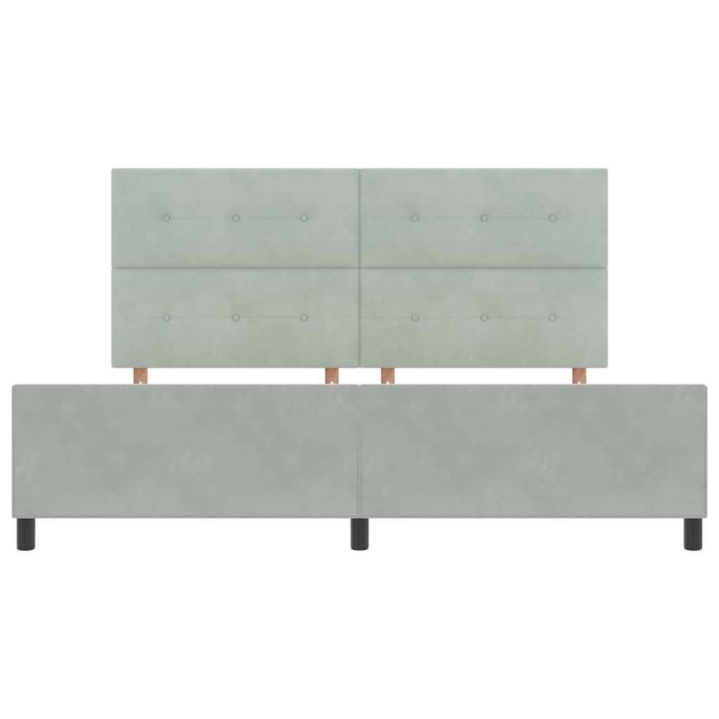 Postel S Boxspringem S Čelo Světle Šedá 200 X 200 Cm Samet