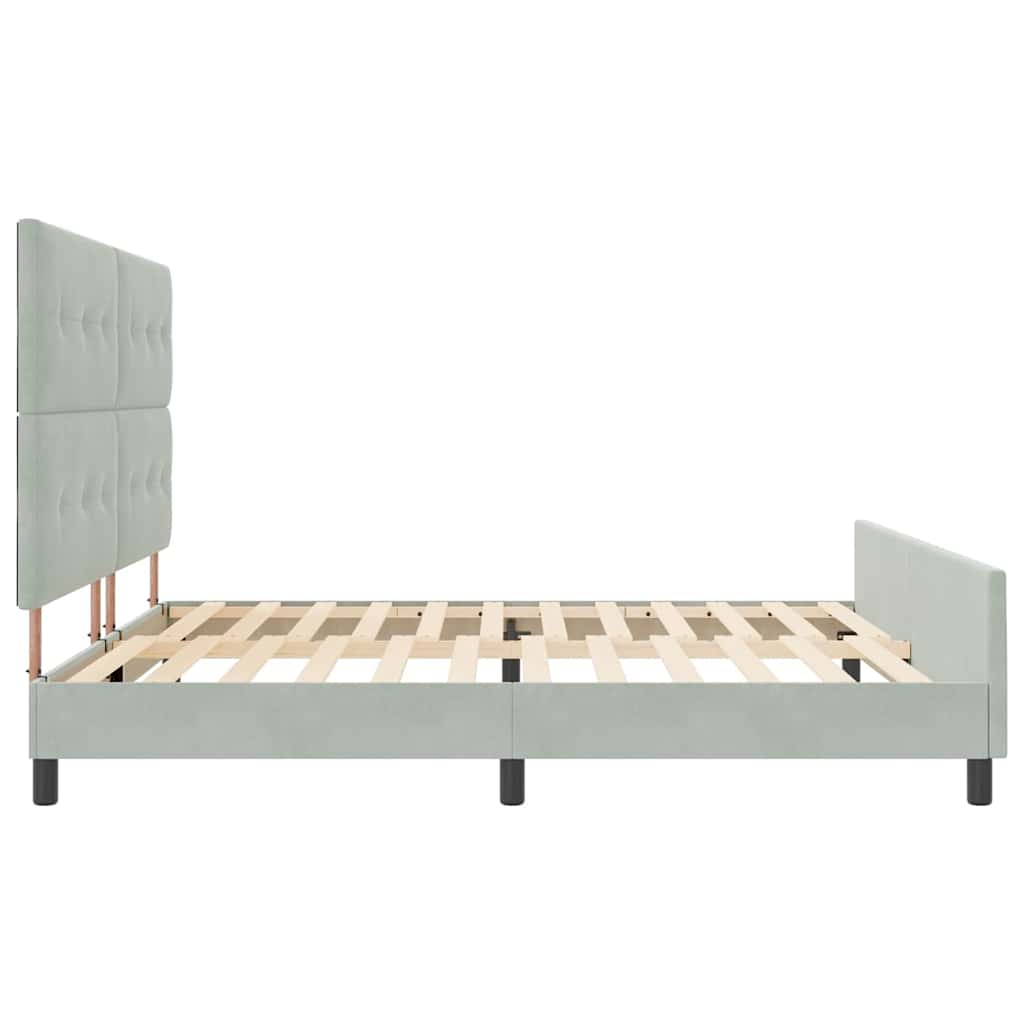 Postel S Boxspringem S Čelo Světle Šedá 200 X 200 Cm Samet