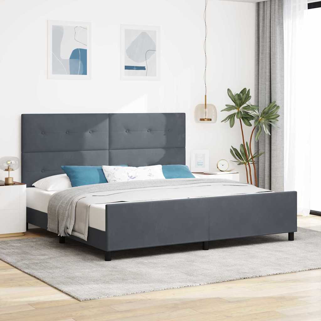 Postel S Boxspringem S Čelo Tmavě Šedá 200 X 200 Cm Samet