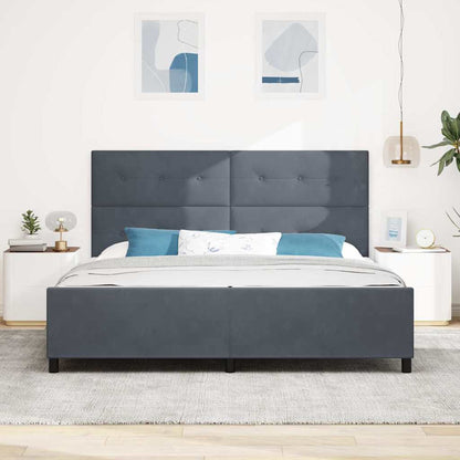 Postel S Boxspringem S Čelo Tmavě Šedá 200 X 200 Cm Samet