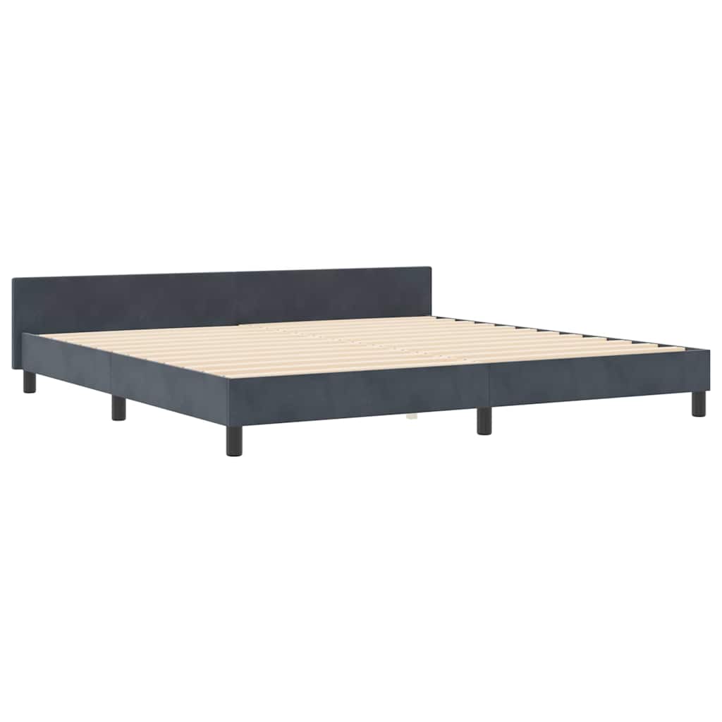 Postel S Boxspringem S Čelo Tmavě Šedá 200 X 200 Cm Samet