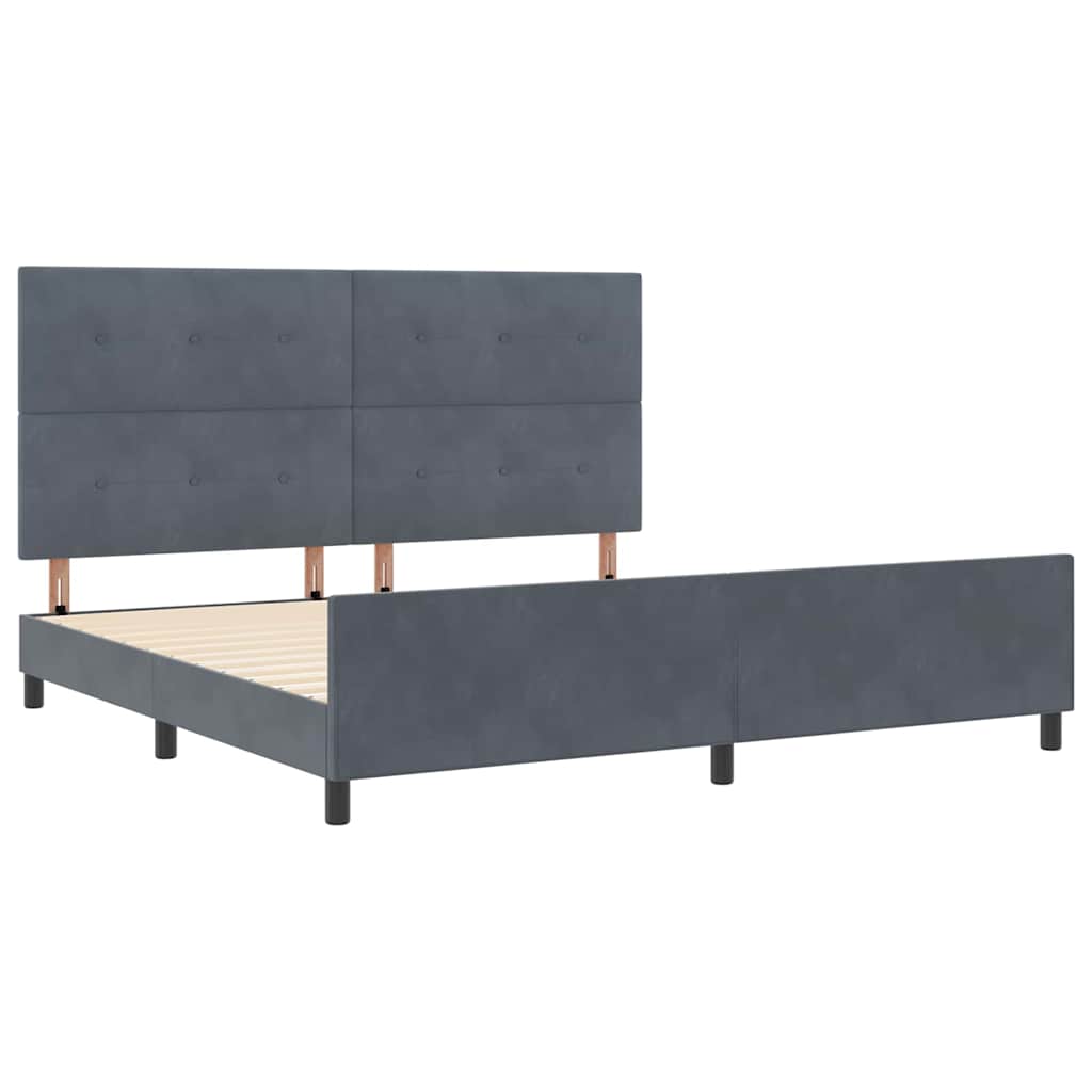 Postel S Boxspringem S Čelo Tmavě Šedá 200 X 200 Cm Samet