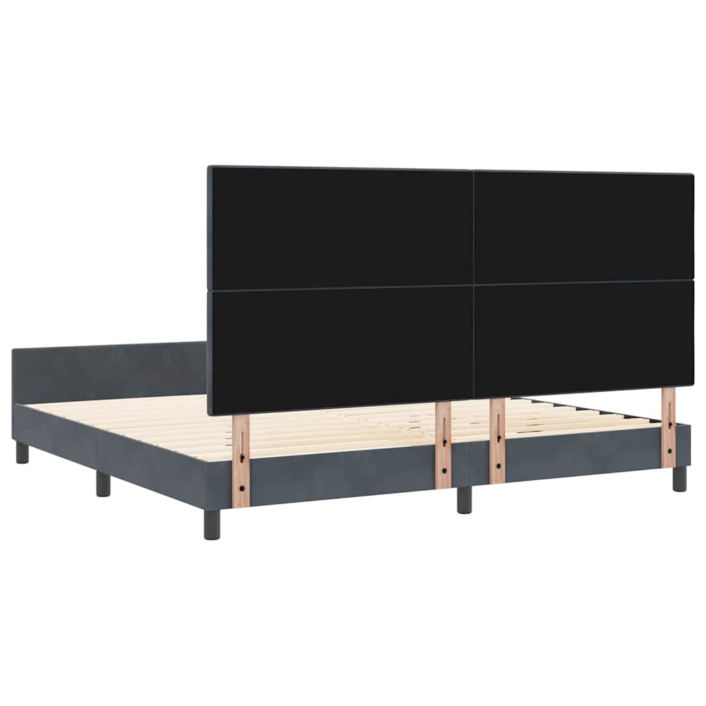 Postel S Boxspringem S Čelo Tmavě Šedá 200 X 200 Cm Samet