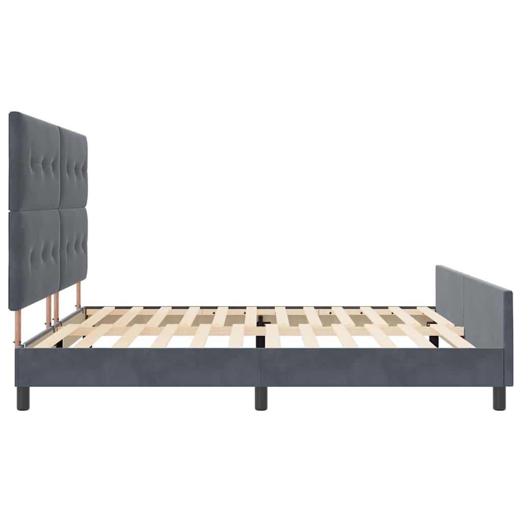Postel S Boxspringem S Čelo Tmavě Šedá 200 X 200 Cm Samet