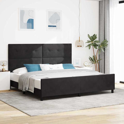 Postel S Boxspringem S Čelo Černá 200 X 200 Cm Samet