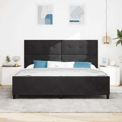 Postel S Boxspringem S Čelo Černá 200 X 200 Cm Samet