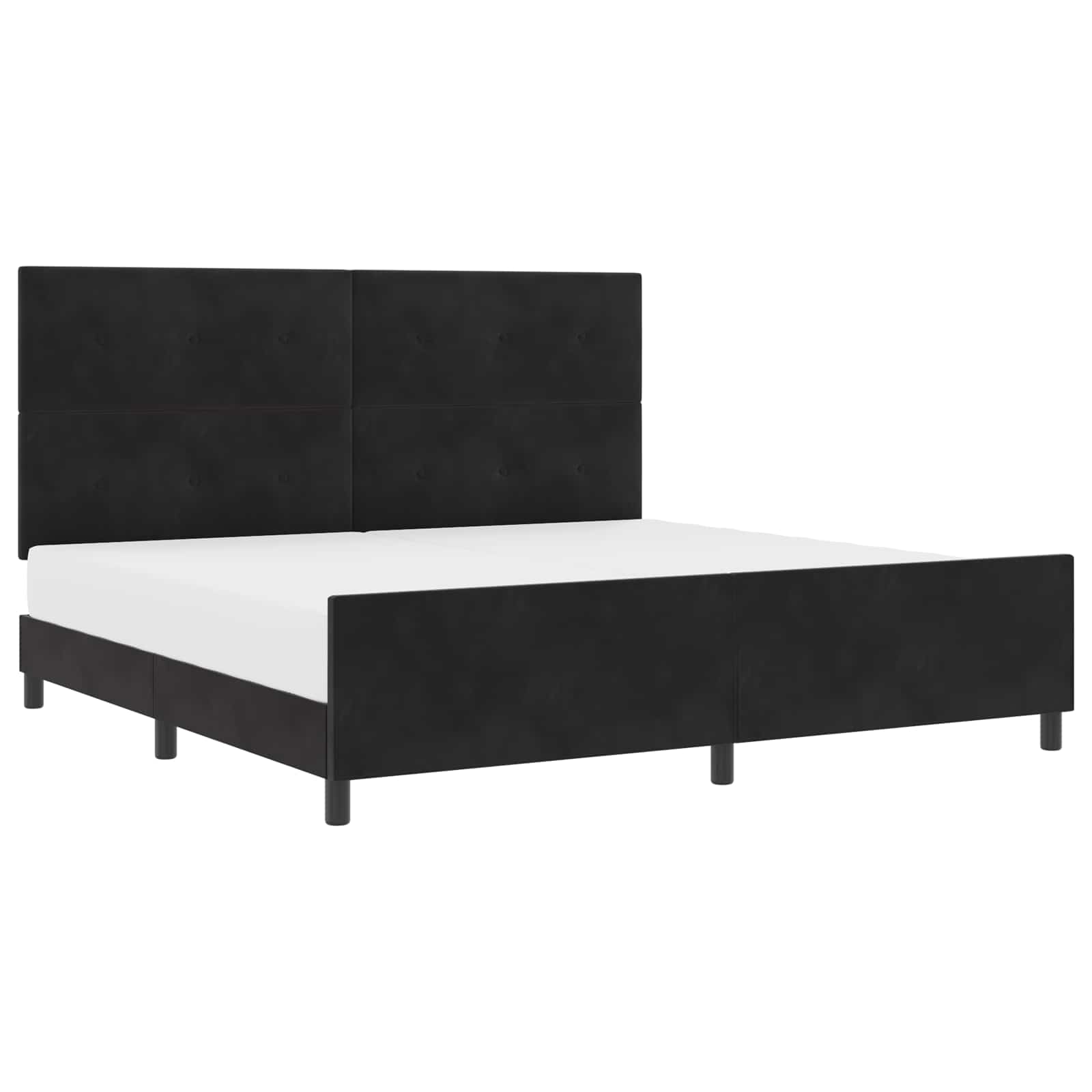 Postel S Boxspringem S Čelo Černá 200 X 200 Cm Samet