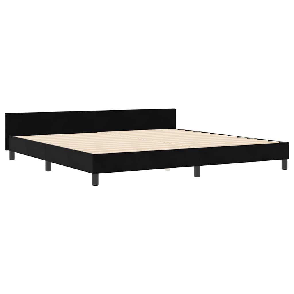 Postel S Boxspringem S Čelo Černá 200 X 200 Cm Samet