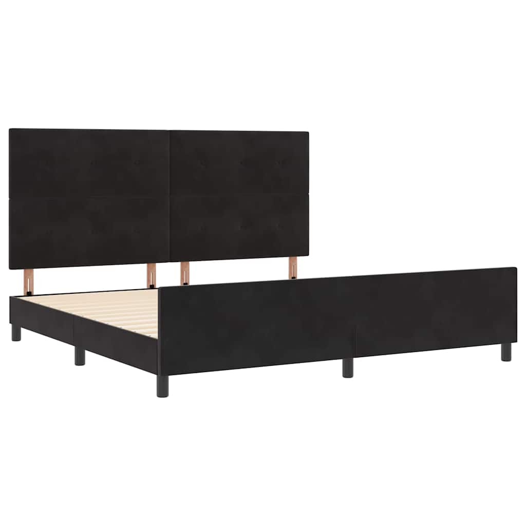 Postel S Boxspringem S Čelo Černá 200 X 200 Cm Samet