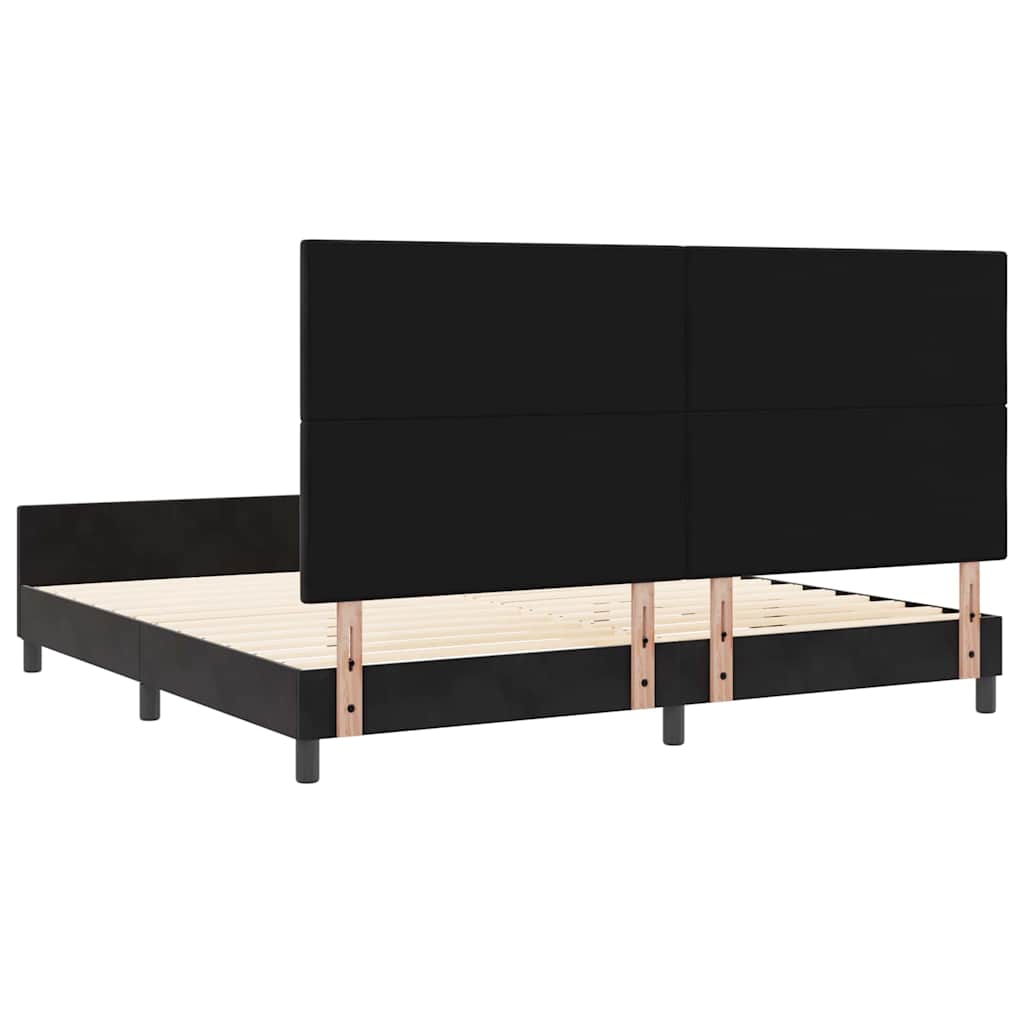 Postel S Boxspringem S Čelo Černá 200 X 200 Cm Samet