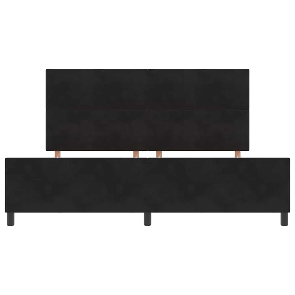 Postel S Boxspringem S Čelo Černá 200 X 200 Cm Samet