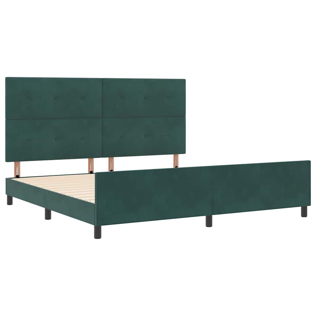 Postel S Boxspringem S Čelo Tmavě Zelená 200 X 200 Cm Samet